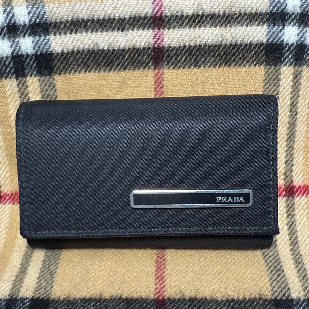 Prada Black Key & Card Holder with Silver Accent